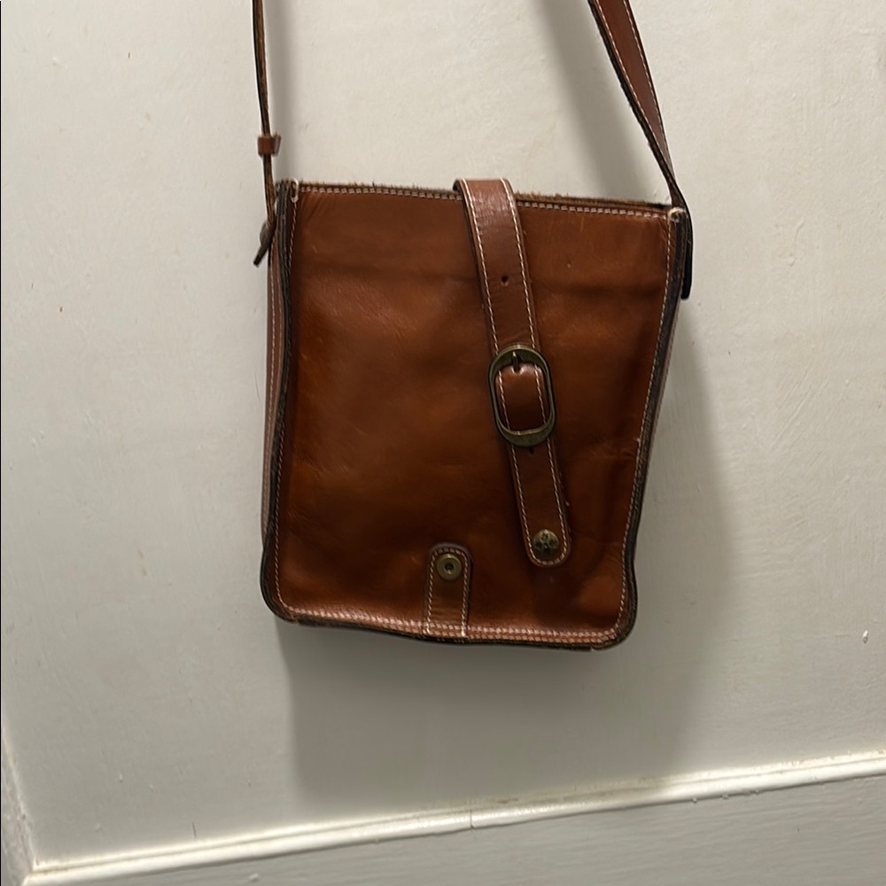 Patricia Nash Brown Leather Messenger Bag with Adjustable Strap